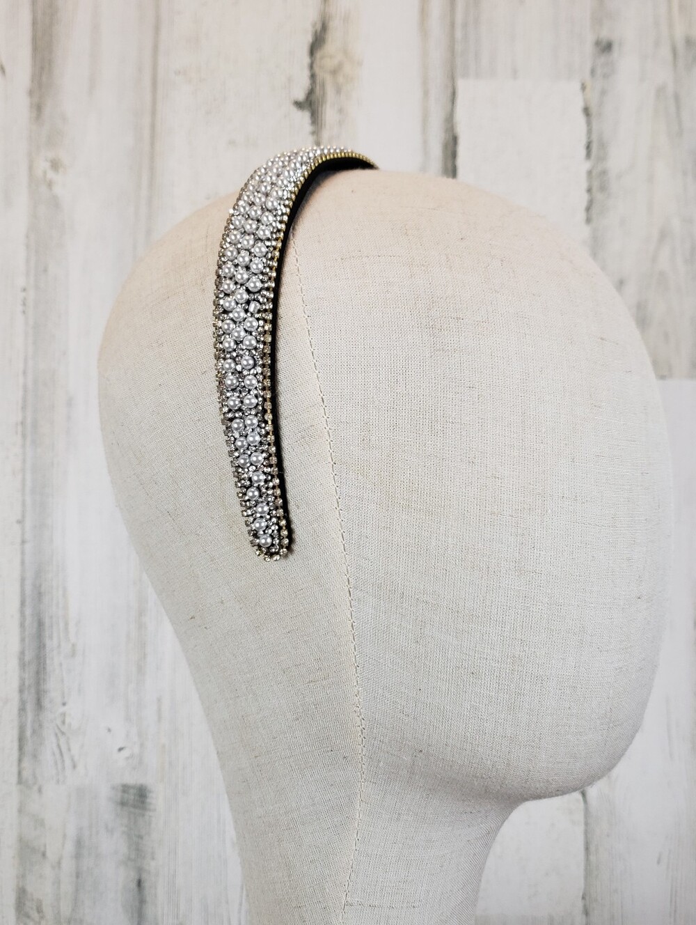Crystal And Pearl Black Headband